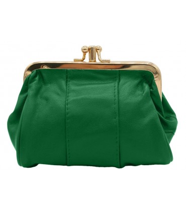 Skórzana Babcinka portfel ZIELONA SKÓRA NATURALNA