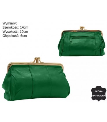 Skórzana Babcinka portfel ZIELONA SKÓRA NATURALNA