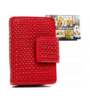 Skórzany Portfel Vintage czerwony SKÓRA NATURALNA Pleciona skóra
