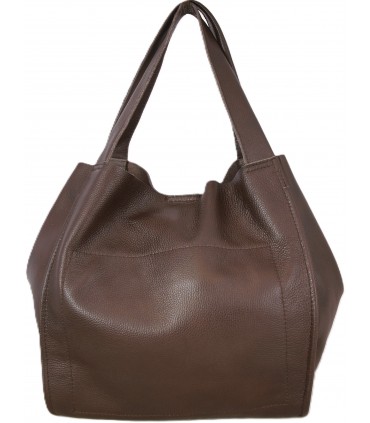 Skórzana  Torebka Worek Listonoszka 2w1 z kosmetyczką CZEKOLADA