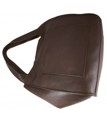 Skórzana  Torebka Worek Listonoszka 2w1 z kosmetyczką CZEKOLADA