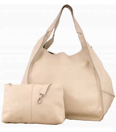 copy of Leather tote Bag, Leather cognac oversized handbag, 2-in-1 model with a cosmetic bag