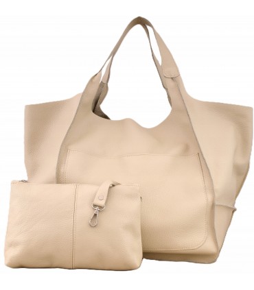 copy of Leather tote Bag, Leather cognac oversized handbag, 2-in-1 model with a cosmetic bag