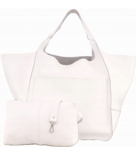 copy of Leather tote Bag, Leather cognac oversized handbag, 2-in-1 model with a cosmetic bag