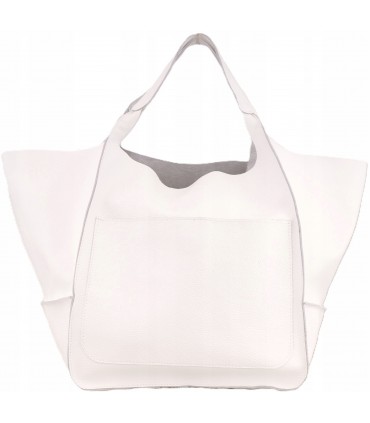 Torebka Skórzana Worek SHOPPER SKÓRA NATURALNA PREMIUM Model 2w1 z kosmetyczką BIAŁA