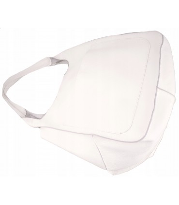 Torebka Skórzana Worek SHOPPER SKÓRA NATURALNA PREMIUM Model 2w1 z kosmetyczką BIAŁA