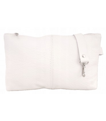 Torebka Skórzana Worek SHOPPER SKÓRA NATURALNA PREMIUM Model 2w1 z kosmetyczką BIAŁA