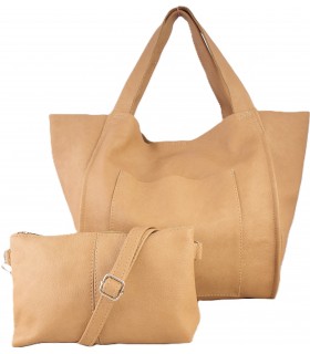 copy of Skórzana  Torebka Worek 2w1 z kosmetyczką Granatowa