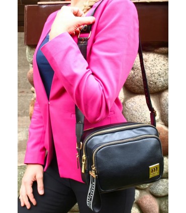 Monnari Torebka Listonoszka 2 przegrody Kolecja PREMIUM Czarna z zawieszką