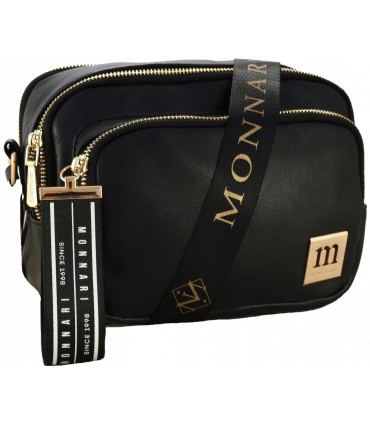 Monnari Torebka Listonoszka 2 przegrody Kolecja PREMIUM Czarna z zawieszką