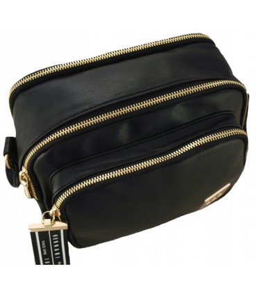 Monnari Torebka Listonoszka 2 przegrody Kolecja PREMIUM Czarna z zawieszką