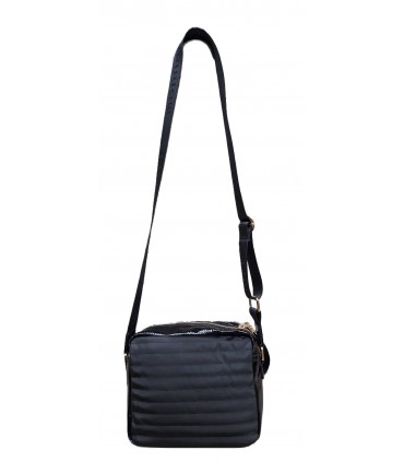 Monnari Torebka Listonoszka Czarna z białymi dodatkami ortalion