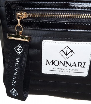 Monnari Torebka Listonoszka Czarna z białymi dodatkami ortalion