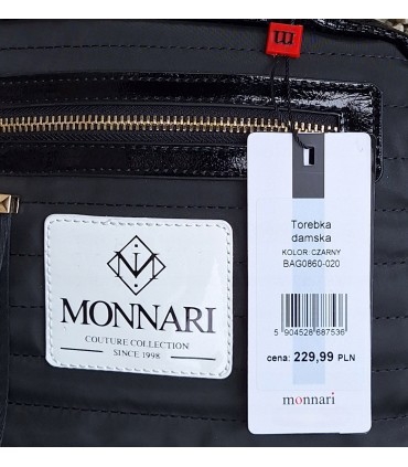 Monnari Torebka Listonoszka Czarna z białymi dodatkami ortalion