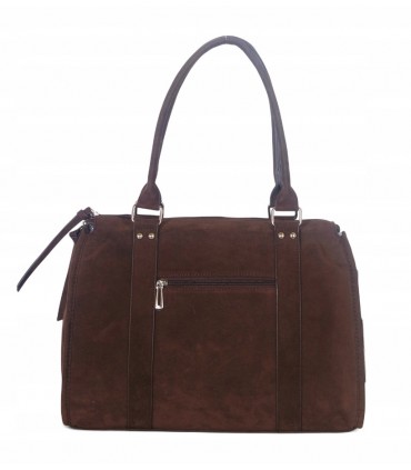 Flora & Co Przepiękny Kuferek  eko ZAMSZ CZEKOLADOWY z dodatkowym paskiem