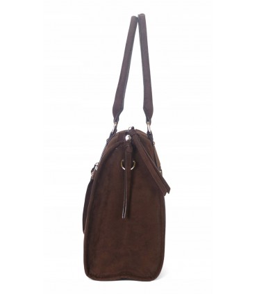 Flora & Co Przepiękny Kuferek  eko ZAMSZ CZEKOLADOWY z dodatkowym paskiem