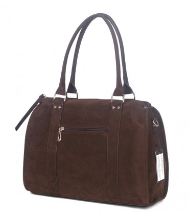 Flora & Co Przepiękny Kuferek  eko ZAMSZ CZEKOLADOWY z dodatkowym paskiem