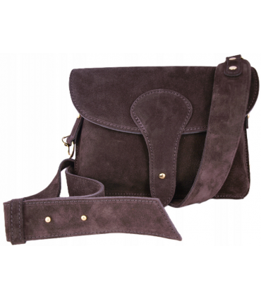 Zamszowa Torebka włoska CZEKOLADOWA nerka listonoszka MAXI DUŻA WERSJA