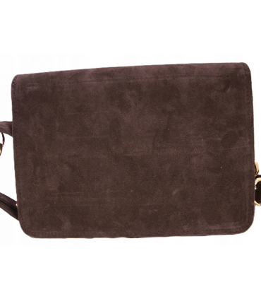 Zamszowa Torebka włoska CZEKOLADOWA nerka listonoszka MAXI DUŻA WERSJA