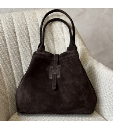 Torebka Włoska CZEKOLADOWA shopper SKÓRA ZAMSZ NATURALNY Vera Pelle+pasek