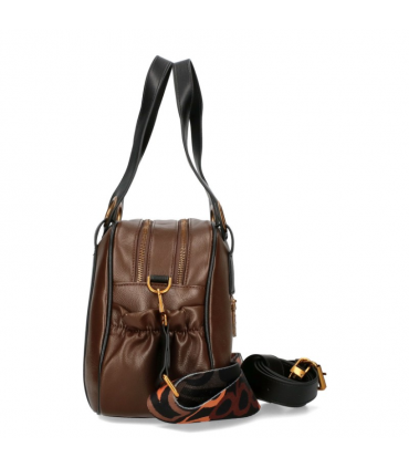 Ego torebka Kuferek DWUKOMOROWA Eko SKÓRA 2 paski CZEKOLADOWA