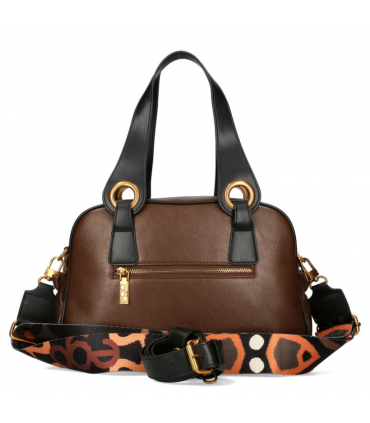 Ego torebka Kuferek DWUKOMOROWA Eko SKÓRA 2 paski CZEKOLADOWA