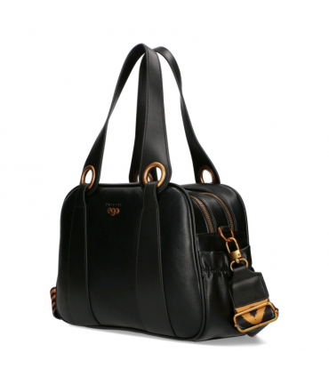 Ego torebka Kuferek DWUKOMOROWA Eko SKÓRA 2 paski CZARNA