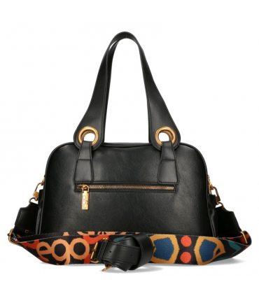 Ego torebka Kuferek DWUKOMOROWA Eko SKÓRA 2 paski CZARNA