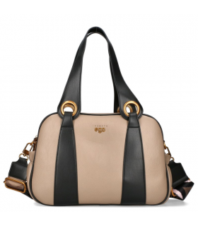 Ego torebka Kuferek DWUKOMOROWA Eko SKÓRA 2 paski  MOKKA