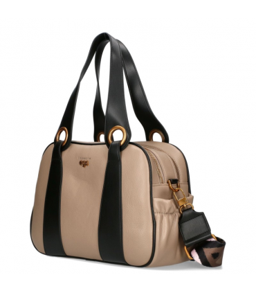 Ego torebka Kuferek DWUKOMOROWA Eko SKÓRA 2 paski  MOKKA