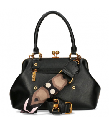 Ego Torebka Kuferek DWUSTRONNY z motylem na bigiel 2 paski Eko Skóra  MOKKA