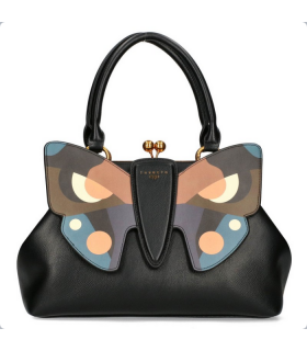 Ego Torebka Kuferek DWUSTRONNY z motylem na bigiel 2 paski Eko Skóra CZEKOLADA