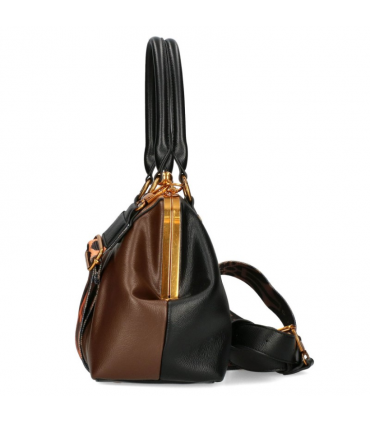 Ego Torebka Kuferek DWUSTRONNY z motylem na bigiel 2 paski Eko Skóra CZEKOLADA