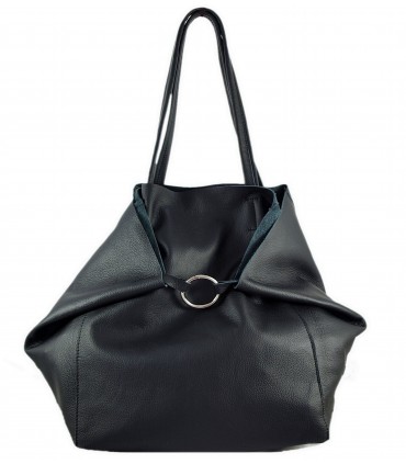 Skórzana Czarna torebka 2w1 z kosmetyczką