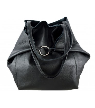 Skórzana Czarna torebka 2w1 z kosmetyczką