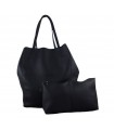 2in1 black leather handbag with a cosmetic bag