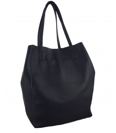 Skórzana Czarna torebka 2w1 z kosmetyczką