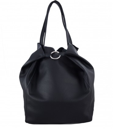 Skórzana Czarna torebka 2w1 z kosmetyczką