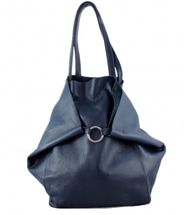 Skórzana Granatowa torebka 2w1 z kosmetyczką