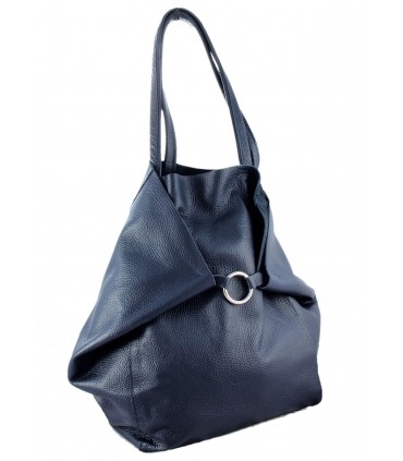 Skórzana Granatowa torebka 2w1 z kosmetyczką