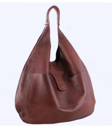 Cognac leather handbag, leather bag, soft leather