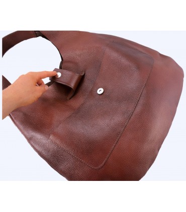 Cognac leather handbag, leather bag, soft leather