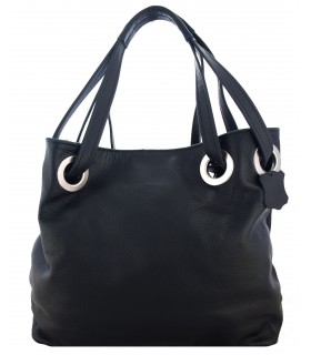 Black leather handbag / briefcase / shopper