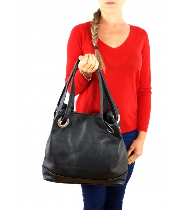 Skórzana czarna torebka/aktówka/shopper