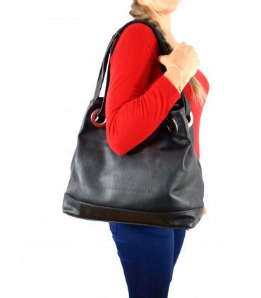 Skórzana czarna torebka/aktówka/shopper