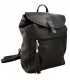 Leather Capacious Classic Backpack Black with a fringe