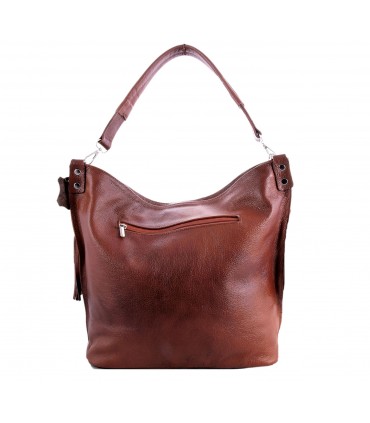 Braunes Leder Geldbörse / Sack / Messenger Bag mit Fransen und Geldbörse