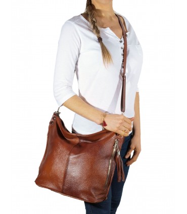 Braunes Leder Geldbörse / Sack / Messenger Bag mit Fransen und Geldbörse