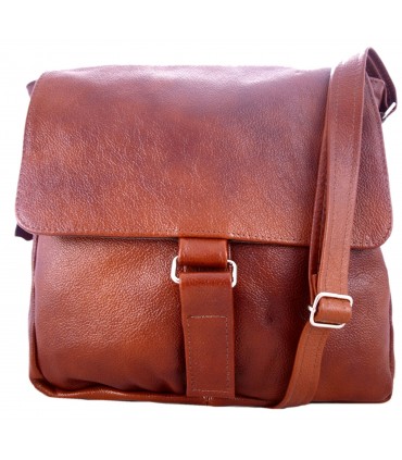 Skórzana brązowo-ruda listonoszka