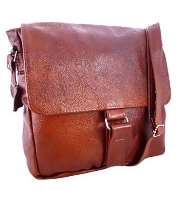 Skórzana brązowo-ruda listonoszka